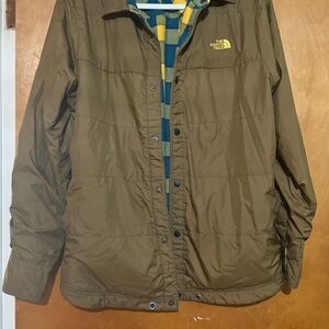The North Face Men’s Yellow and Blue Plaid Shirt Jacket